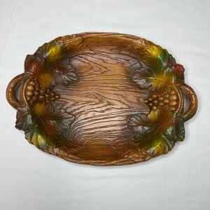 Vintage Faux Wood Serving Tray w/Handles-Multi Products USA